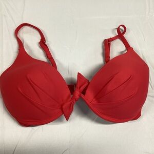Sunsets Red Bikini Top with Bow Detail continuous underwire.